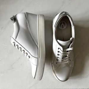 Wishbone White leather wedge sneakers